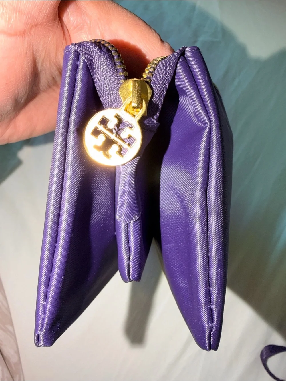Tory Burch Purple Nylon Wristlet BROKEN SNAP RELEASE For strap